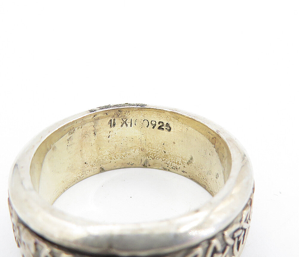 MEXICO 925 Silver  Vintage Celtic Knot Patterned Spinner Ring Sz 7  RG6966
