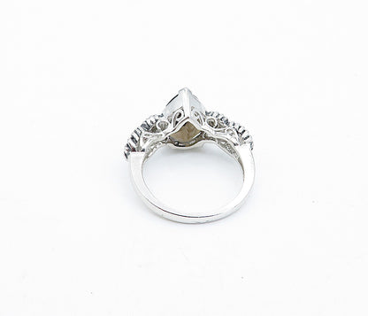 925 Silver & 18K GOLD  Smoky Topaz Two Tone Twist Solitaire Ring Sz 5  RG3945