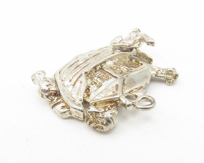 925 Sterling Silver  Vintage Noah's Arc Motif Religious Drop Pendant  PT9390