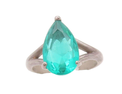 925 Sterling Silver Vintage Ring Minimalist Drop Cut Green CZ  Sz 7  RG29662