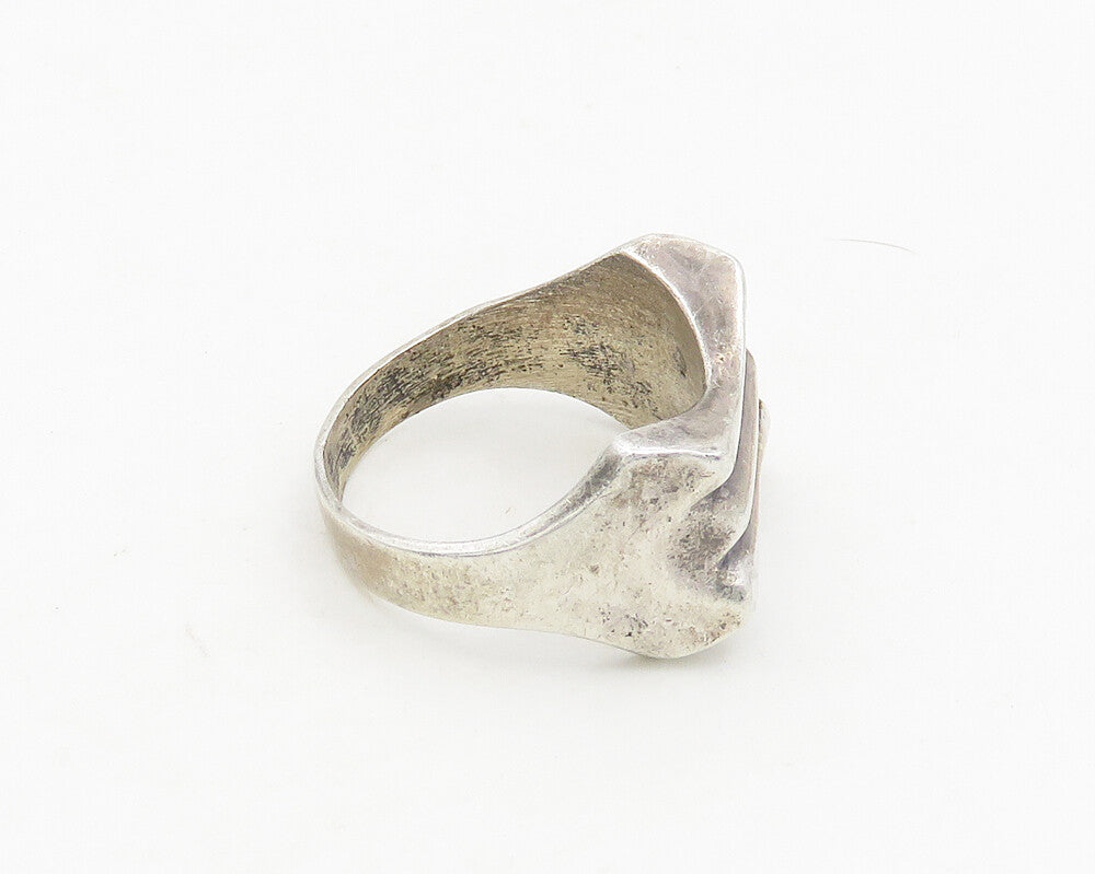 MEXICO 925 Silver  Vintage Shiny Fluted Bow Design Band Ring Sz 10  RG18871
