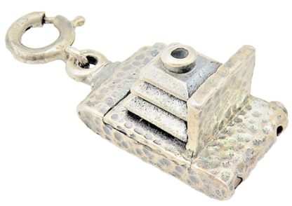 925 Sterling Silver  Vintage Dark Tone Hammered Pyramid Design Pendant  PT8883