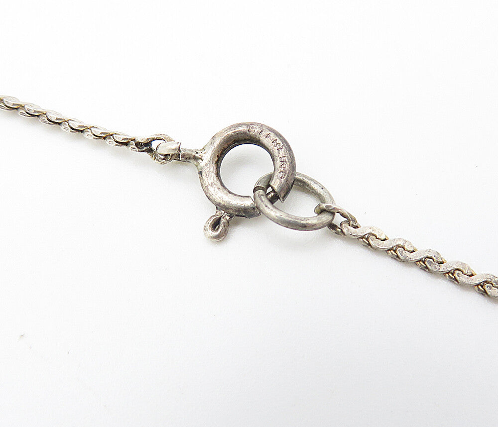 925 Sterling Silver  Vintage Spotted Jasper Swirl Link Chain Necklace  NE1469