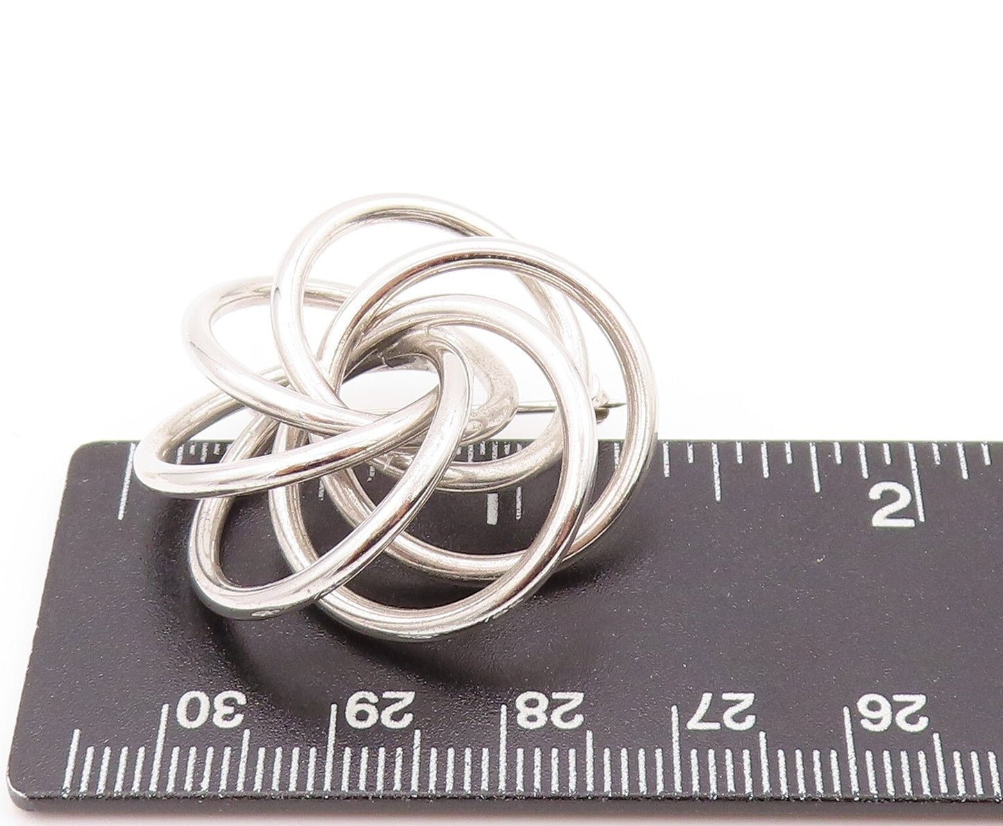925 Sterling Silver Vintage Brooch Modernist Cutout Rings Flower  BP11519