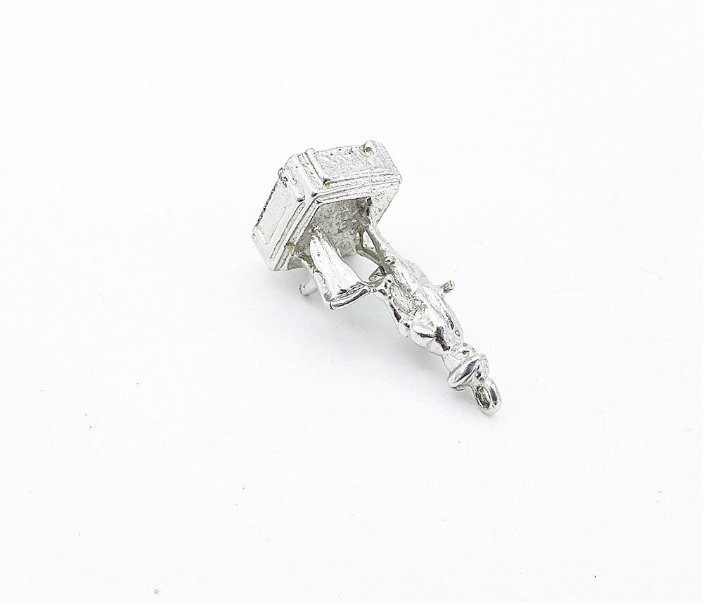 925 Sterling Silver  Vintage Shiny Petite Sculpted Statue Pendant  PT4786