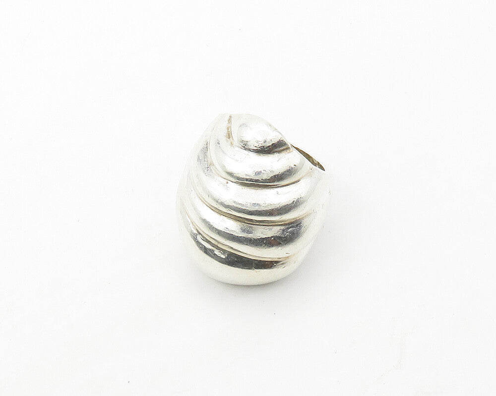MEXICO 925 Sterling Silver  Vintage Shiny Fluted Dome Band Ring Sz 6  RG17385
