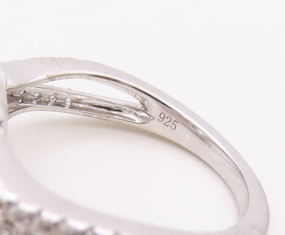 925 Sterling Silver Vintage Ring Designer Round Cutout CZ Inlay  Sz 7  RG30937