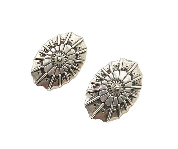 AMBER GETCO 925 Sterling Silver  Vintage Floral Motif Drop Earrings  EG8905