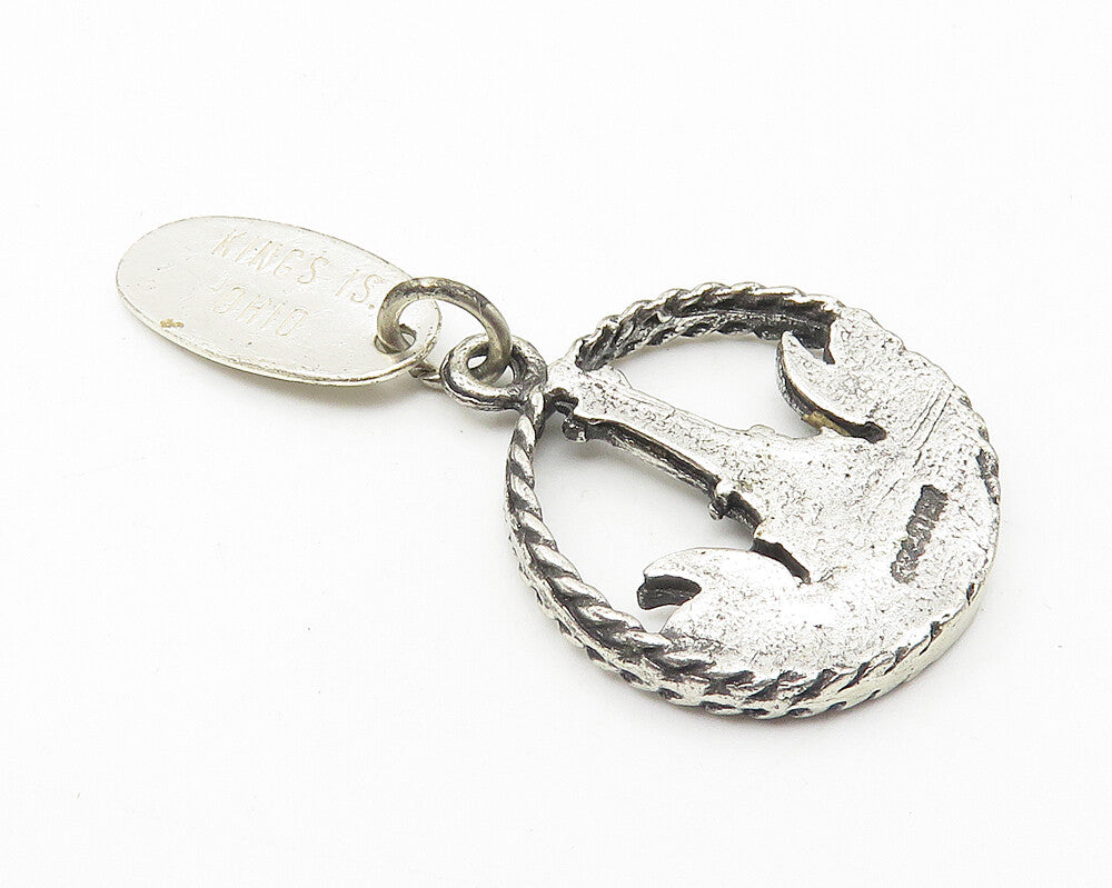 925 Sterling Silver  Vintage Oxidized King's Island Twist Drop Pendant  PT8245