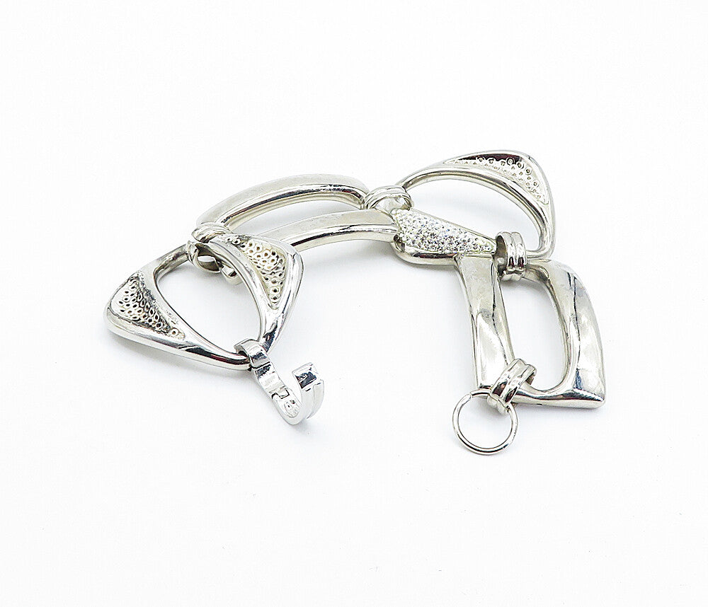 925 Sterling Silver  Vintage Crystal Encrusted Large Chain Bracelet  BT1797