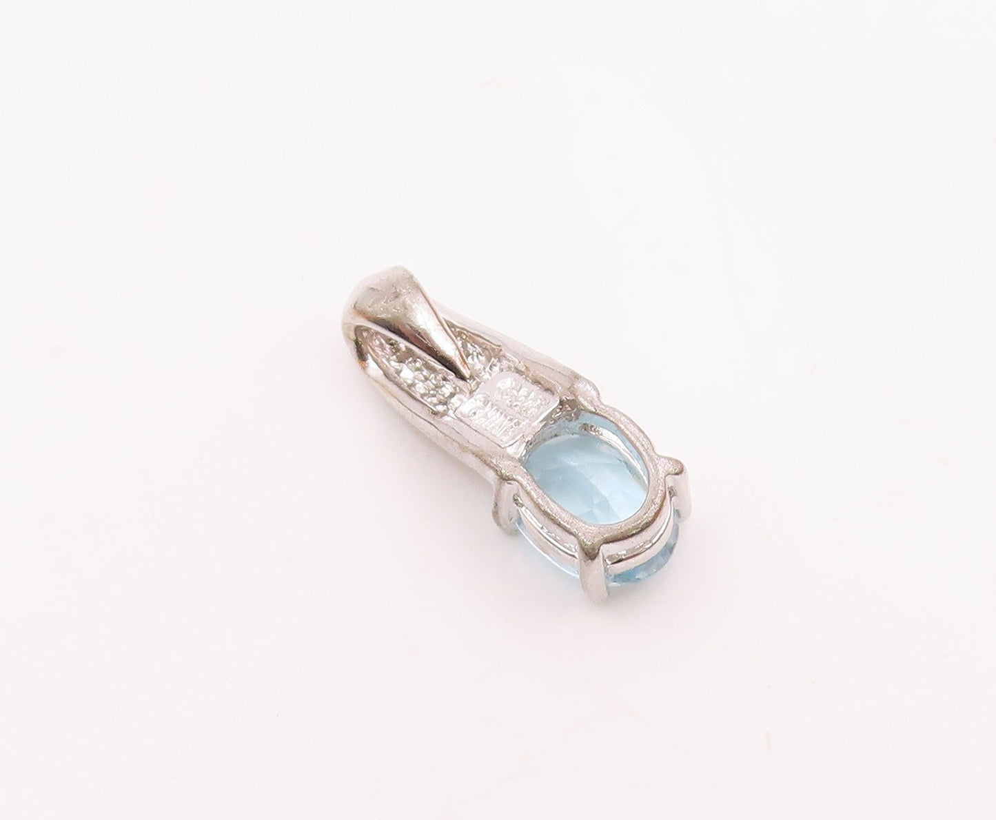 925 Sterling Silver  Shiny Genuine Diamond & Blue Topaz Pendant  PT13890