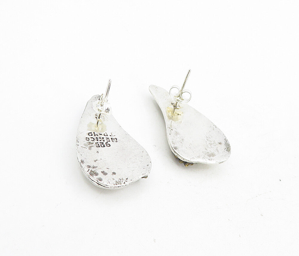 MEXICO 925 Sterling Silver  Vintage Two Tone Rope Twist Drop Earrings  EG4470