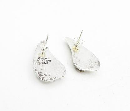 MEXICO 925 Sterling Silver  Vintage Two Tone Rope Twist Drop Earrings  EG4470