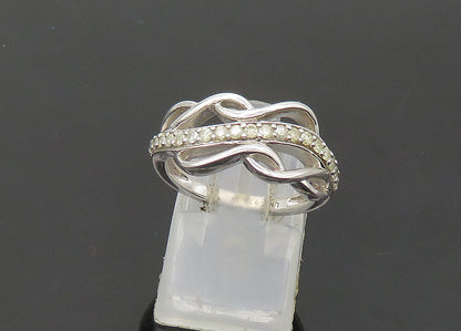 925 Silver  Vintage Genuine Diamonds Split Swirl Band Ring Sz 7  RG21455