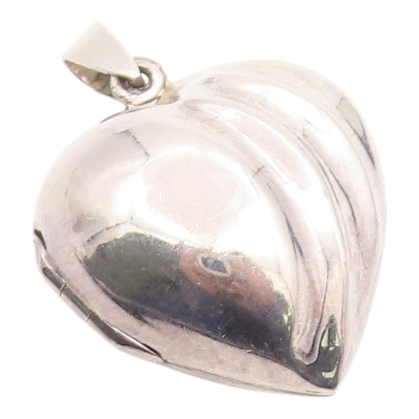 925 Sterling Silver Vintage Pendant Modernist Ribbed Love Heart OPENS  PT26129