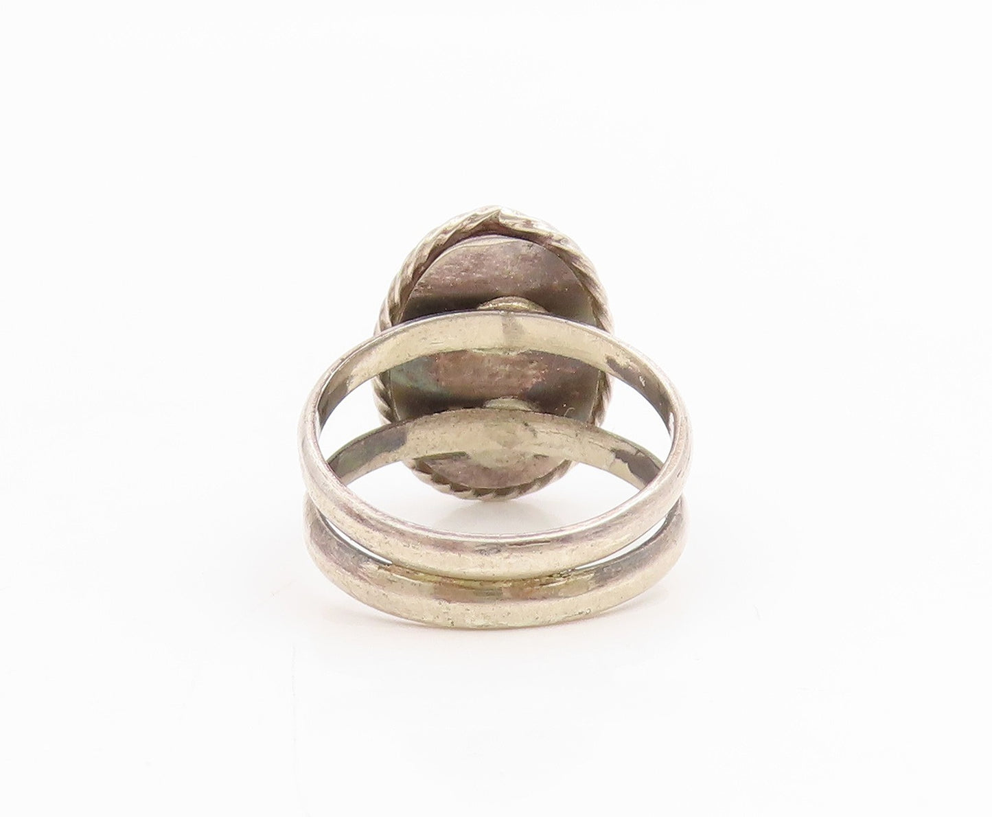 925 Sterling Silver Vintage Ring Oval Rhodochrosite Split Band  Sz 6.5  RG34817