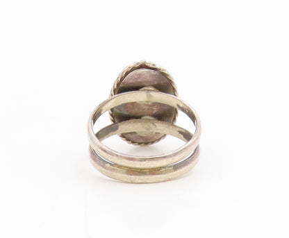 925 Sterling Silver Vintage Ring Oval Rhodochrosite Split Band  Sz 6.5  RG34817