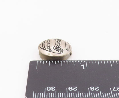 925 Sterling Silver  Vintage Etched Vase Round Button Cover  TR2901