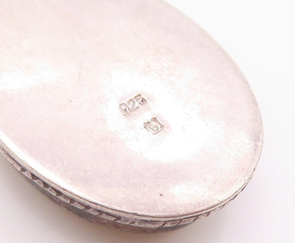925 Sterling Silver  Vintage Mother Of Pearl Oval Twist Drop Pendant  PT16425
