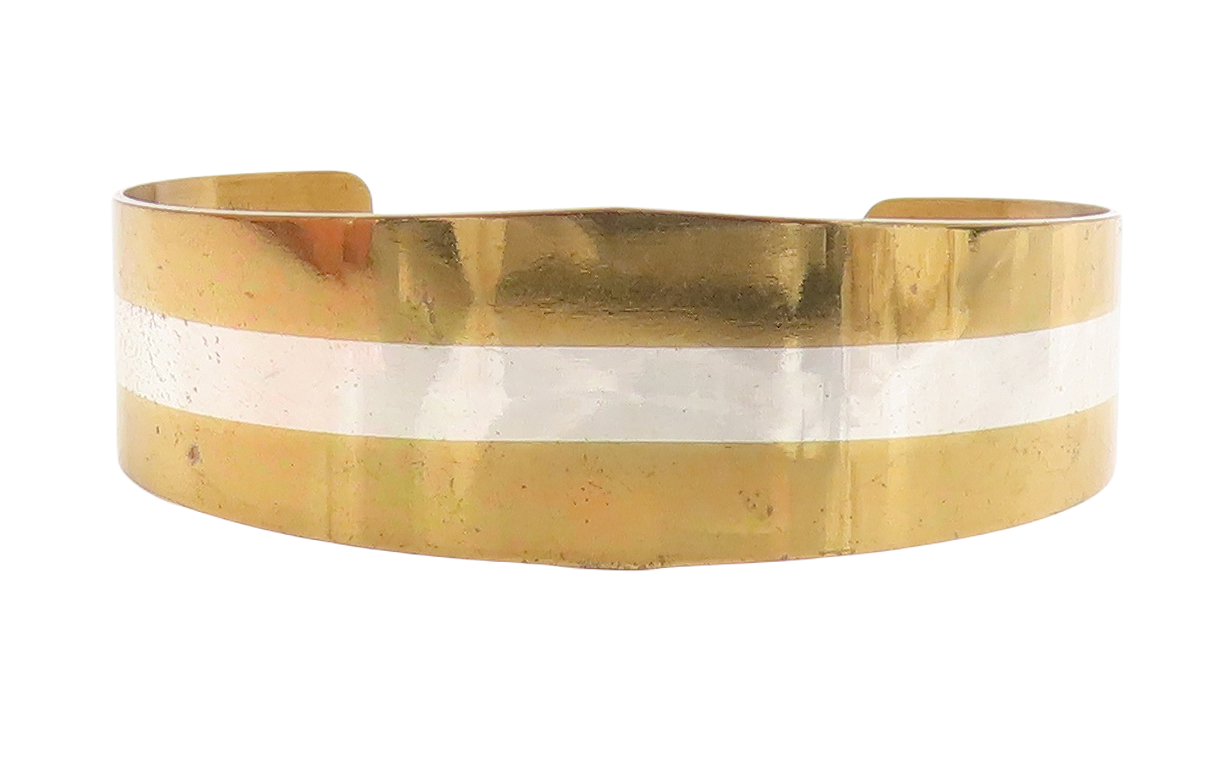 LILLIAN VERNON 925 Sterling Silver  Vintage Shiny 3 Tone Cuff Bracelet  BT1714