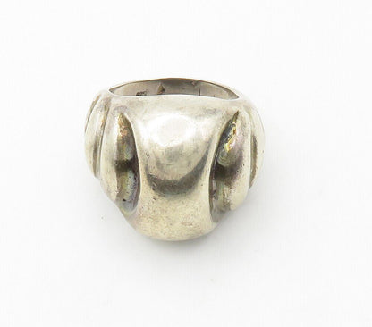 925 Sterling Silver  Vintage Smooth Dark Tone Dome Band Ring Sz 8  RG15378