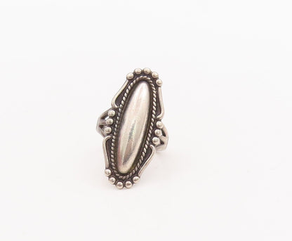 925 Sterling Silver Vintage Ring POST BELL NAVAJO Oval Carved  Sz 6.5  RG29142
