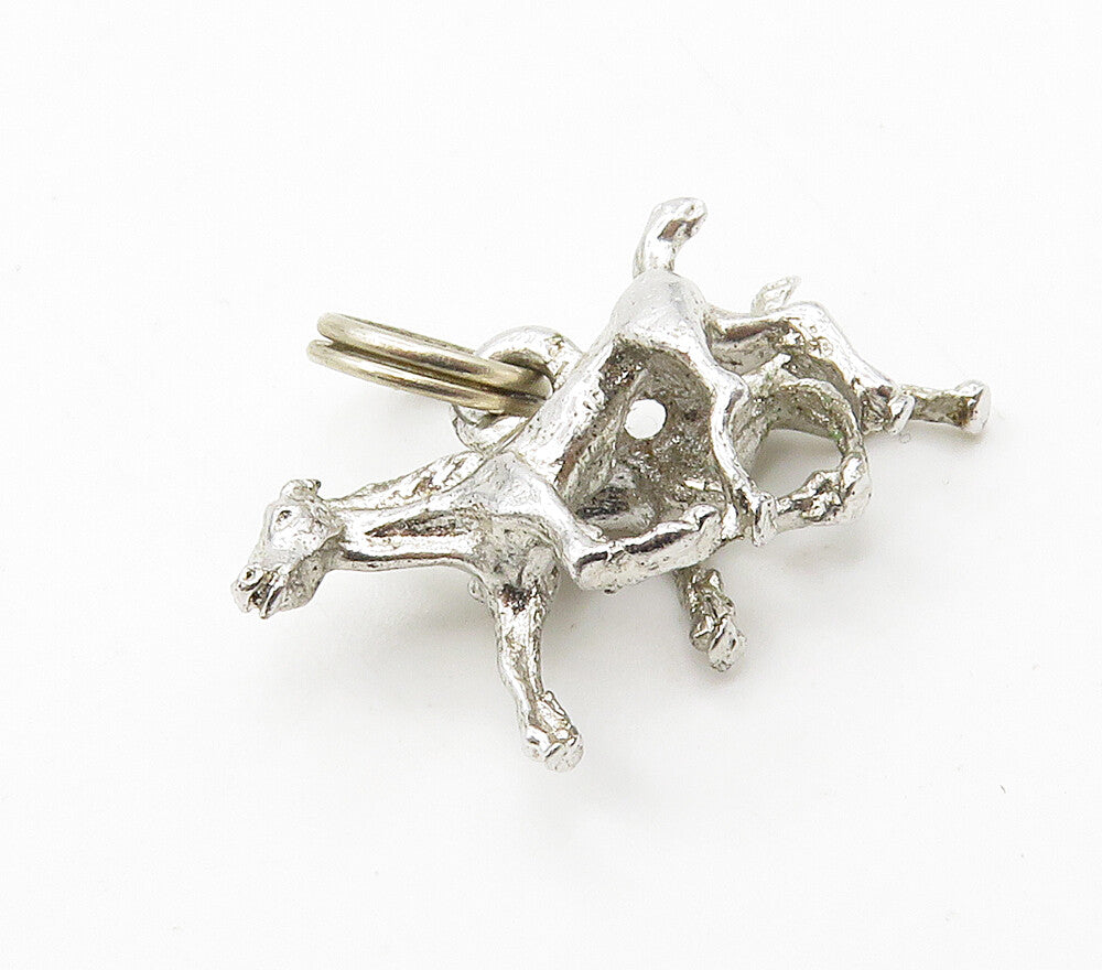 925 Sterling Silver  Vintage Shiny Petite Galloping Horses Pendant  PT12728