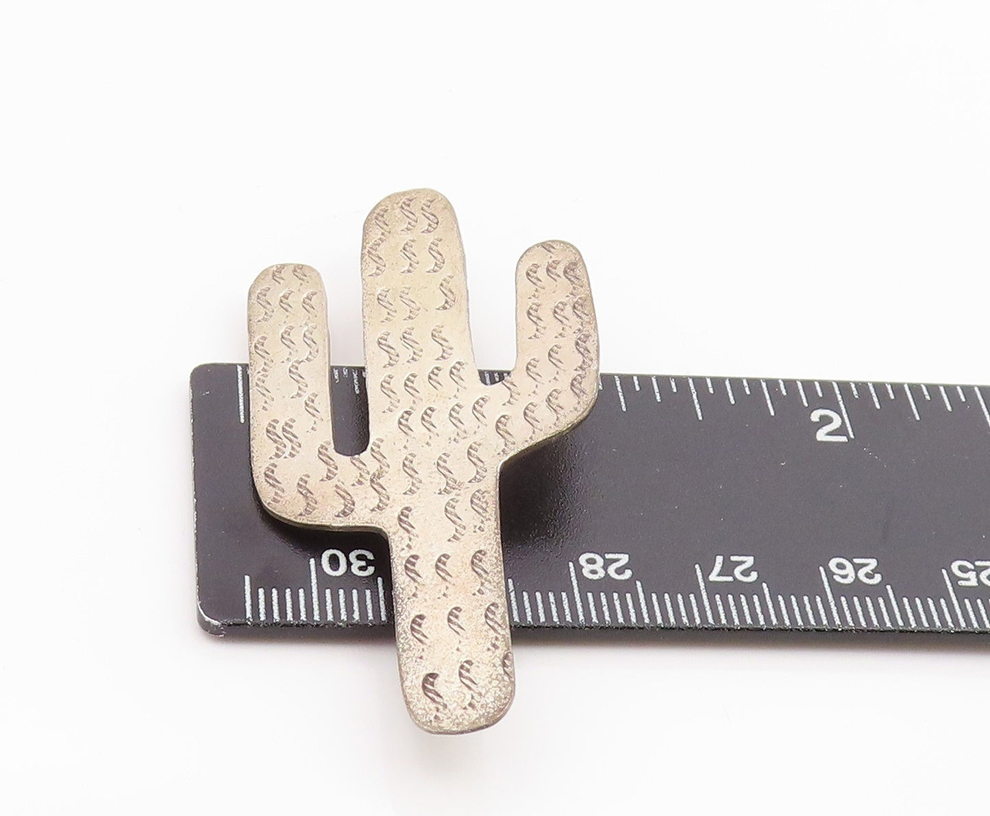 925 Sterling Silver Vintage Brooch Pin NAVAJO Etched Cactus Cutout  BP12473