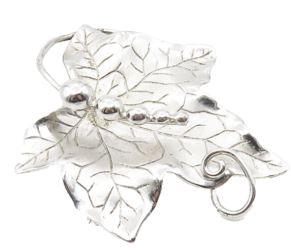 CARL ART 925 Sterling Silver  Shiny Single Autumn Leaf Brooch Pin  BP3776