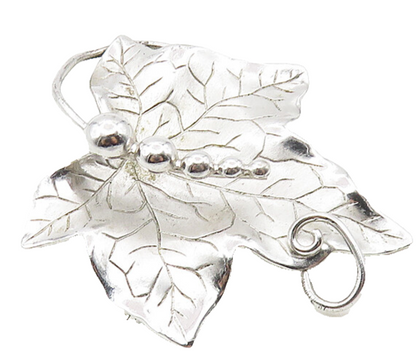 CARL ART 925 Sterling Silver  Shiny Single Autumn Leaf Brooch Pin  BP3776