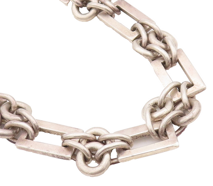 925 Sterling Silver Vintage Necklace VERSANI Heavy Rectangle Ring Cluster NE4317