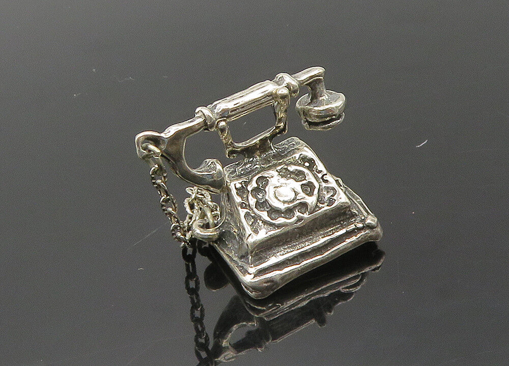 925 Sterling Silver  Vintage Petite Old Fashioned Telephone Trinket  TR2812