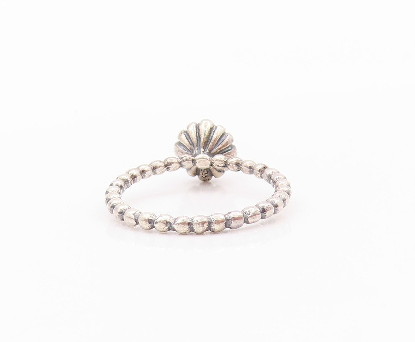 925 Sterling Silver Vintage Ring Red Cabochon Gemstone Flower  SZ 8  RG32236