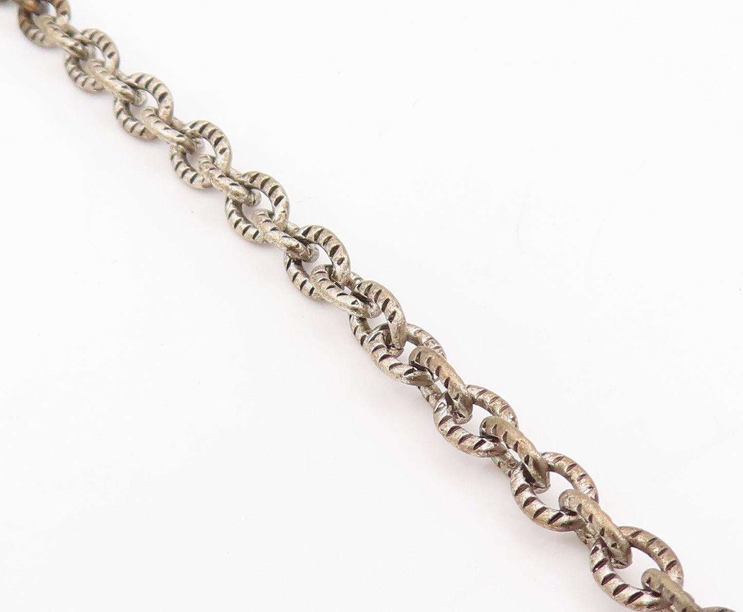 925 Sterling Silver Vintage Necklace ENGLAND Dark Tone Design Carved  NE4441