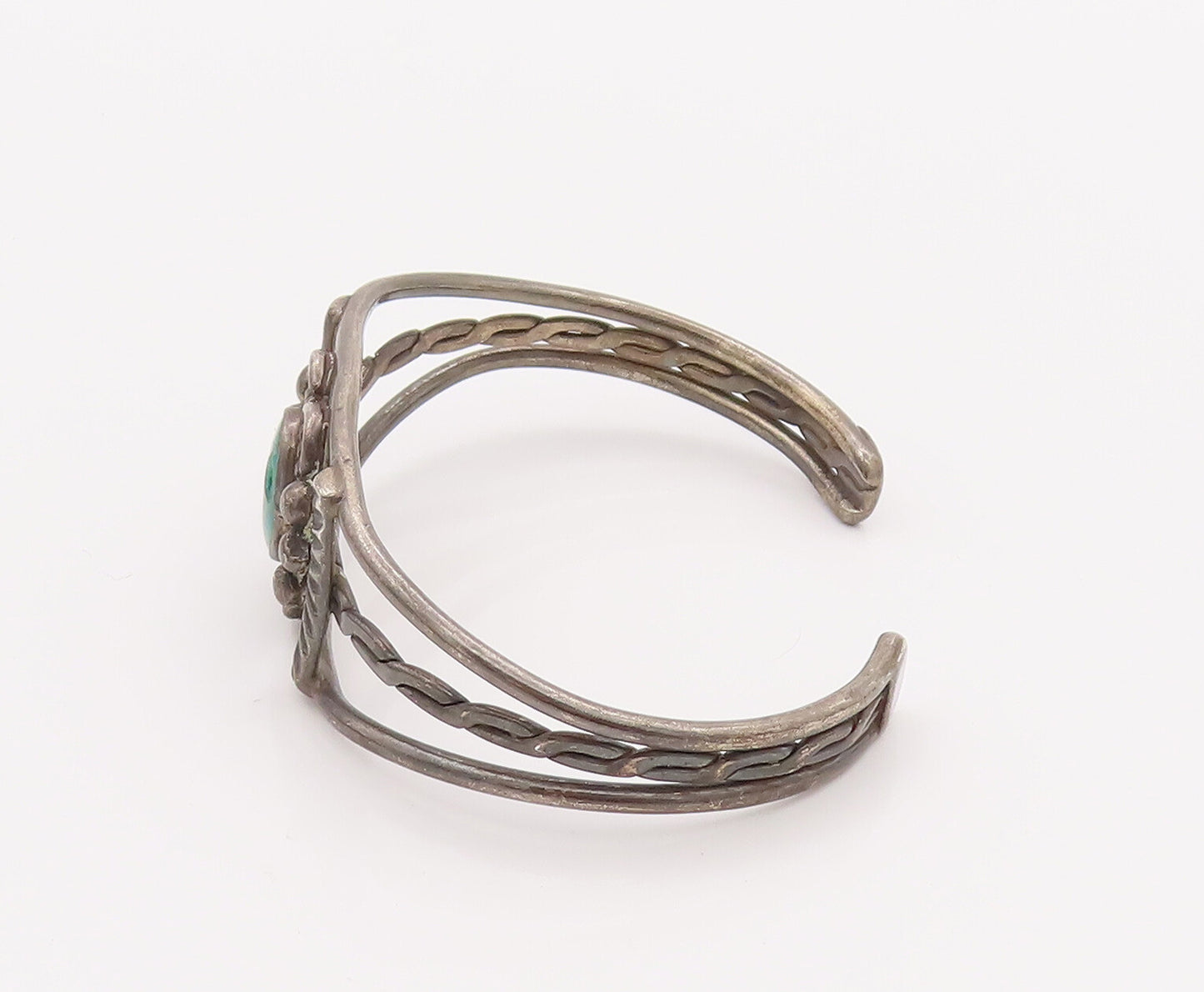 925 Sterling Silver Vintage Bracelet Turquoise Southwestern Design Cut BT10196