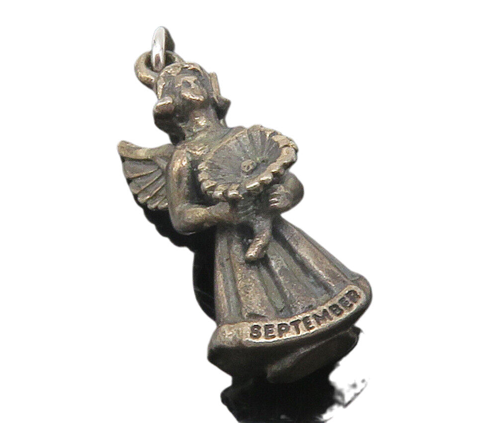 CREED 925 Sterling Silver  Vintage Oxidized Angel Woman Motif Pendant  PT9588