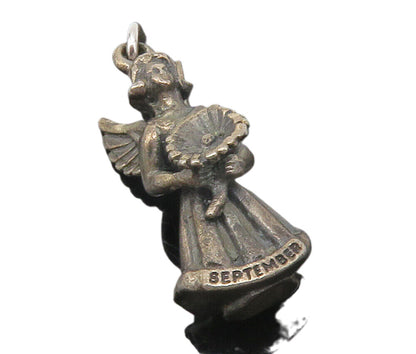 CREED 925 Sterling Silver  Vintage Oxidized Angel Woman Motif Pendant  PT9588