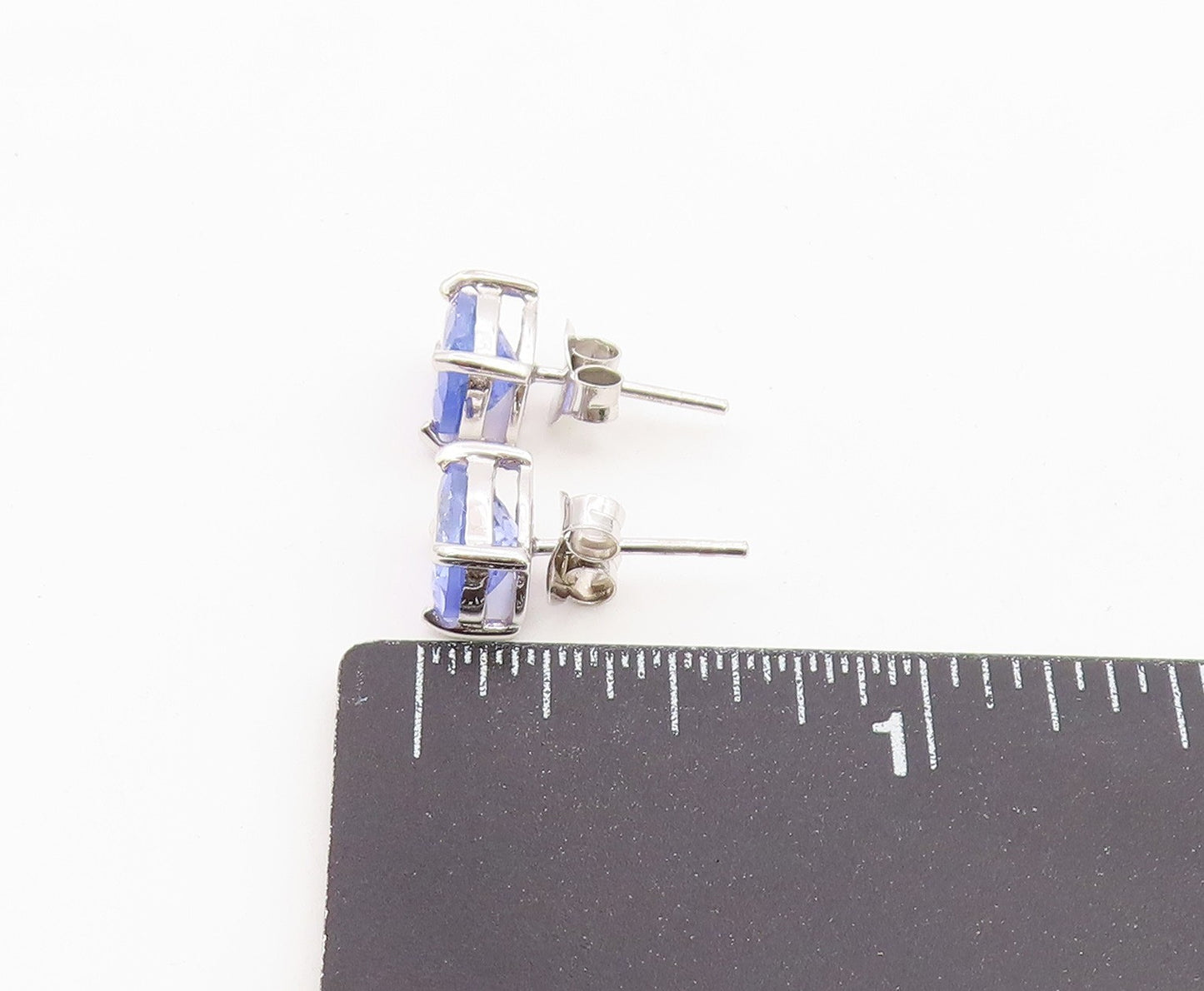 925 Sterling Silver Vintage Earrings Classic Oval Cut Tanzanite Studs  EG14487