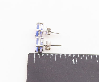 925 Sterling Silver Vintage Earrings Classic Oval Cut Tanzanite Studs  EG14487