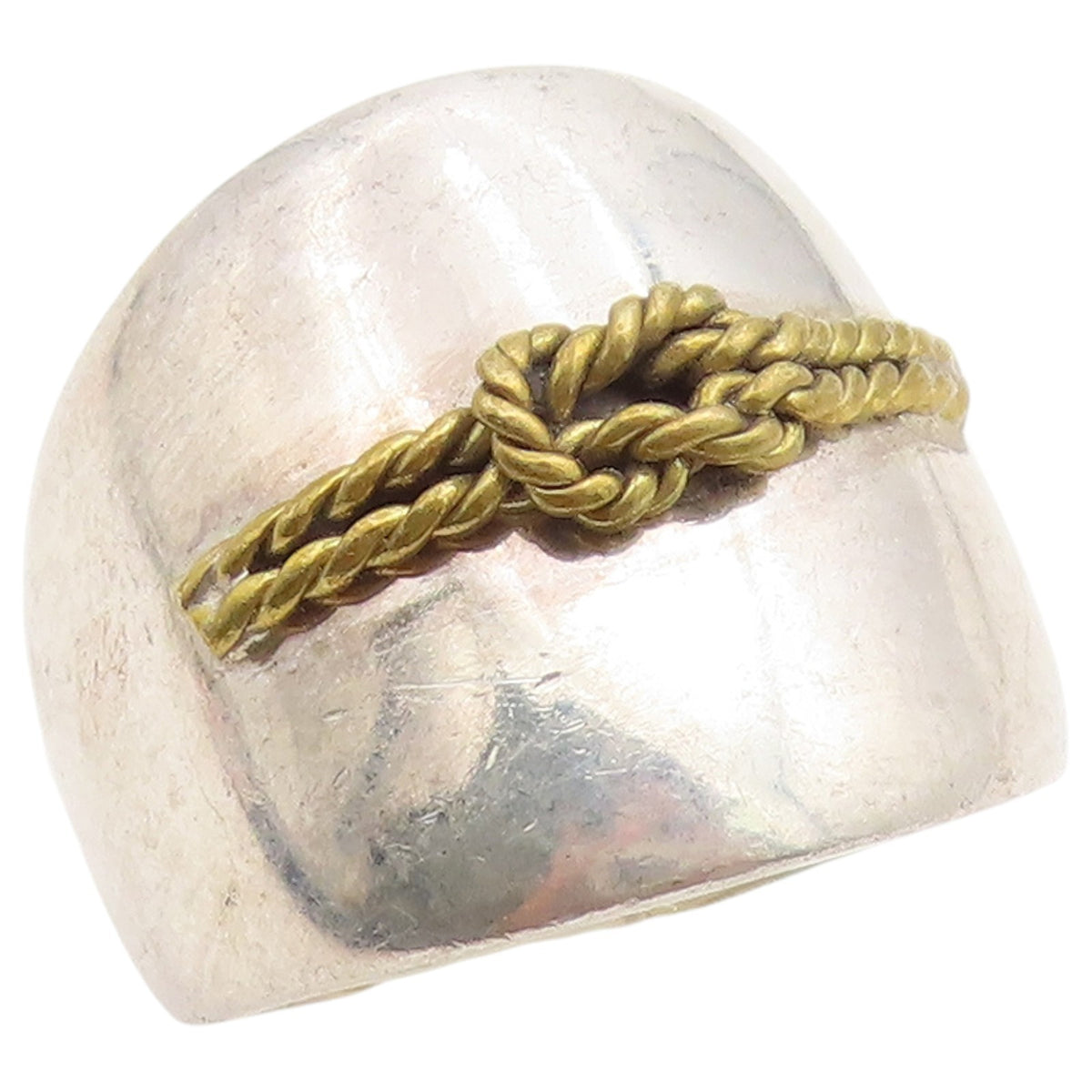 925 Sterling Silver Vintage Ring MEXICO Two Tone Double Rope Knot  Sz 8  RG36719