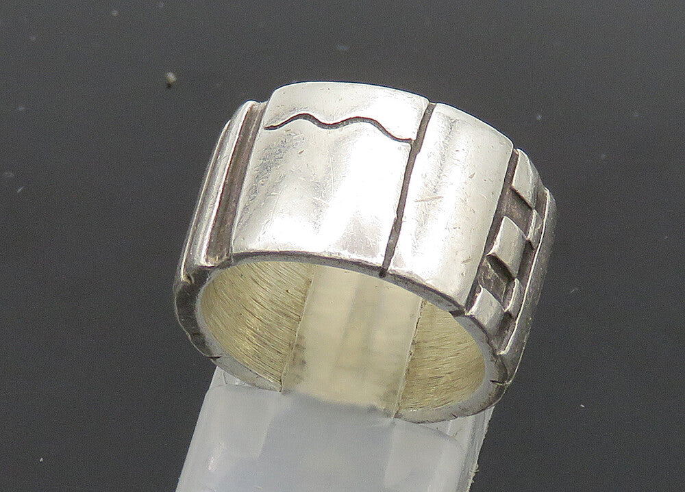DESIGNER 925 Sterling Silver  Vintage Patterned Band Ring Sz 5.5  RG20888