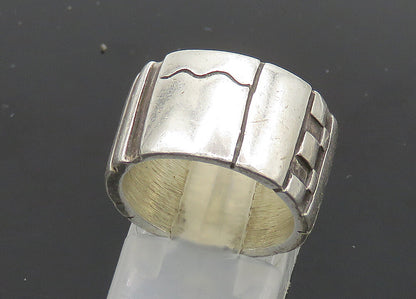 DESIGNER 925 Sterling Silver  Vintage Patterned Band Ring Sz 5.5  RG20888