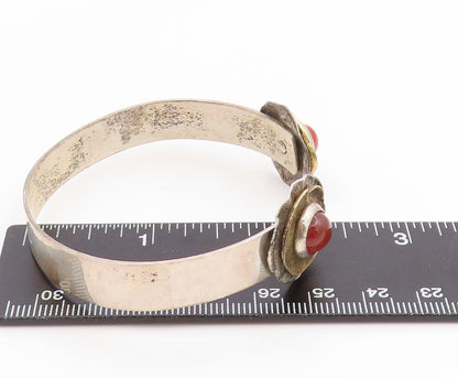 925 Sterling Silver Vintage Bracelet HAIN PAZ ISRAEL Carnelian Cuff  BT11772