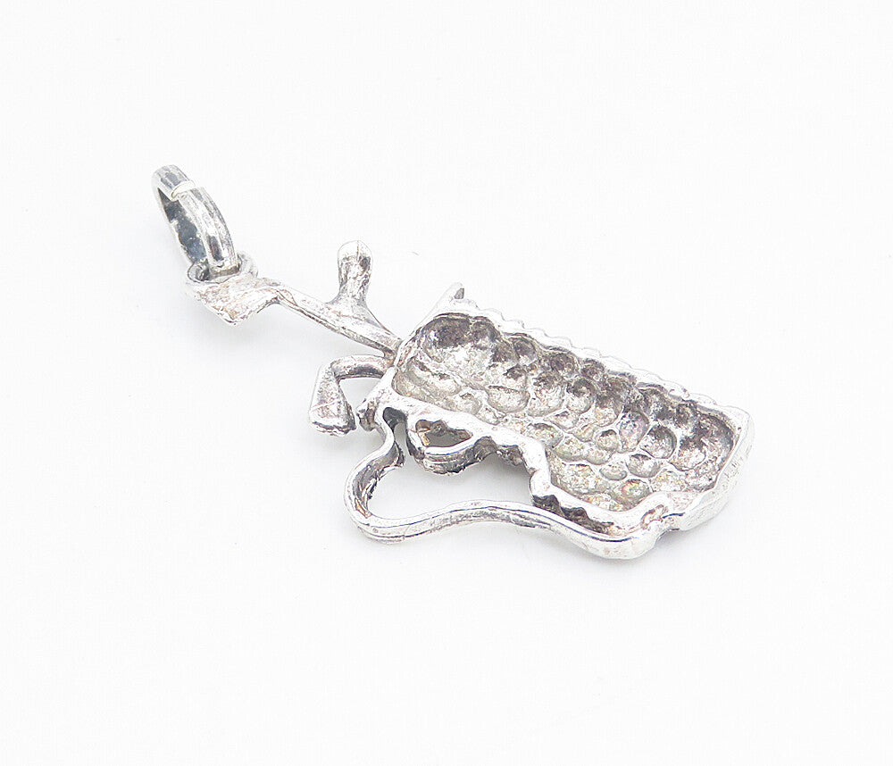 925 Sterling Silver  Vintage Shiny Bag Of Golf Clubs Sports Pendant  PT6183