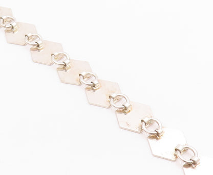 925 Sterling Silver Vintage Bracelet Minimalist Honeycomb Design Cutout  BT11308