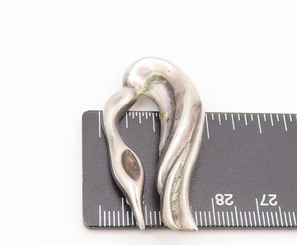 MEXICO 925 Sterling Silver  Vintage Swirly Carved Swan Brooch Pin  BP10484
