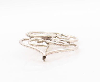 925 Sterling Silver Vintage Brooch Large Artisan Made Design Cutout BP11598