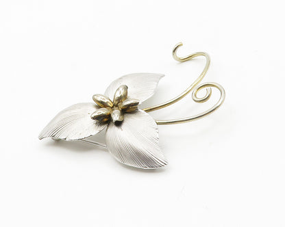 BOND BOYD 925 Sterling Silver  Vintage Shiny 2 Tone Flower Brooch Pin  BP5785