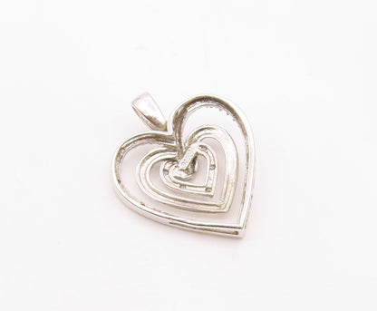 925 Sterling Silver  Vintage Genuine Diamonds Love Heart Pendant  PT16601