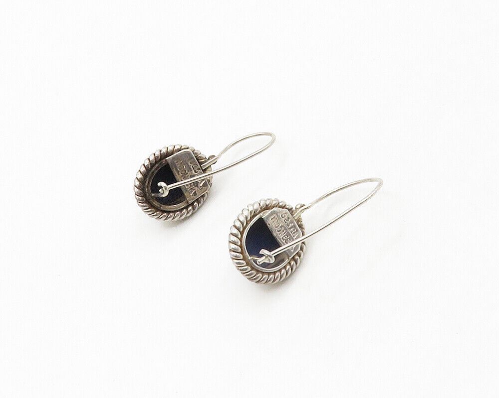BALI 925 Sterling Silver  Vintage Cabochon Lapis Lazuli Drop Earrings  EG8805